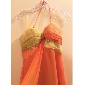 Strapless Gradient Prom Gown